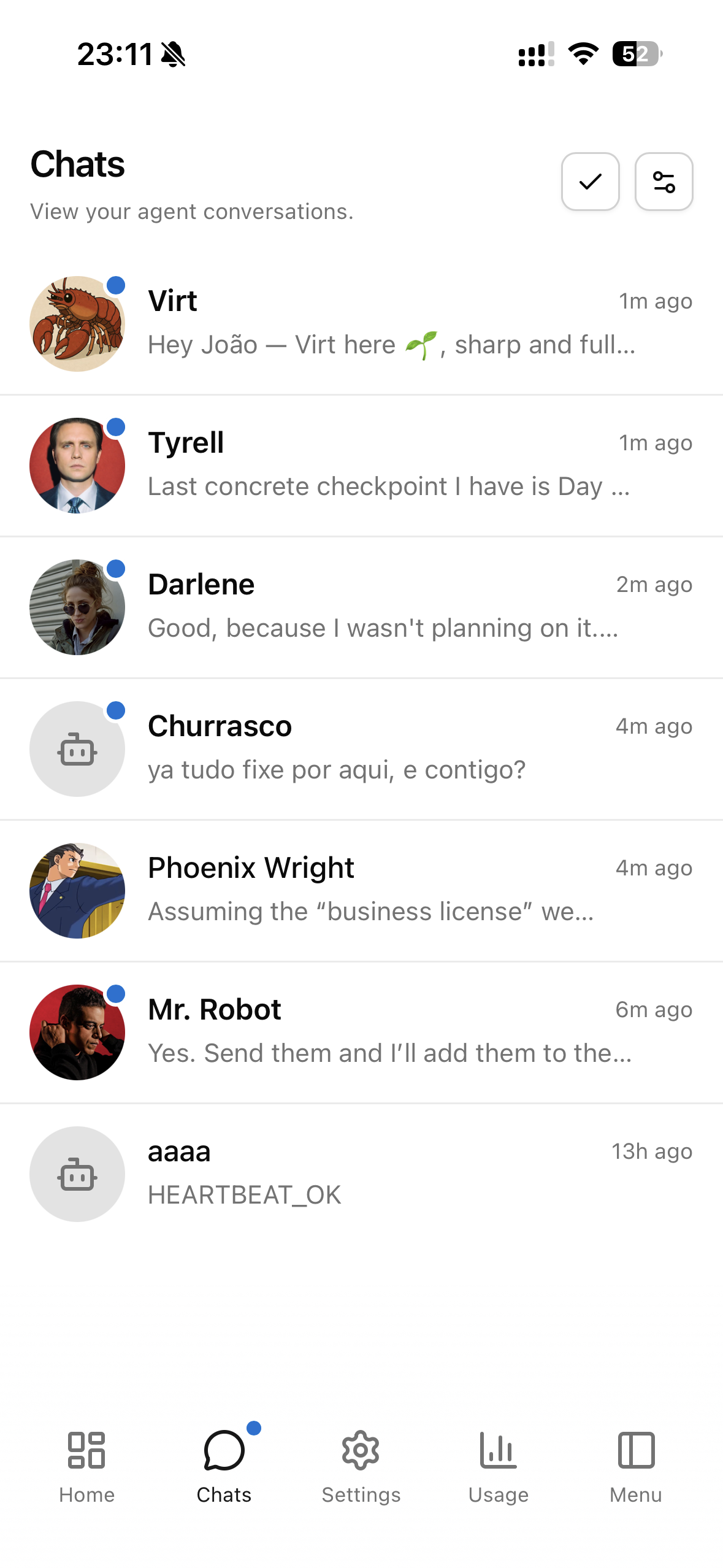 Chats mobile screenshot